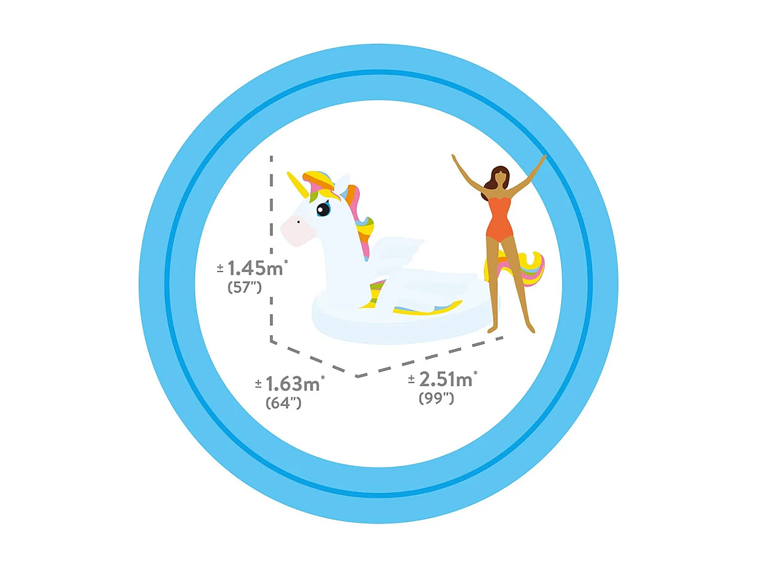 Bouée Gonflable Licorne "Ile Géante" 287cm Blanc