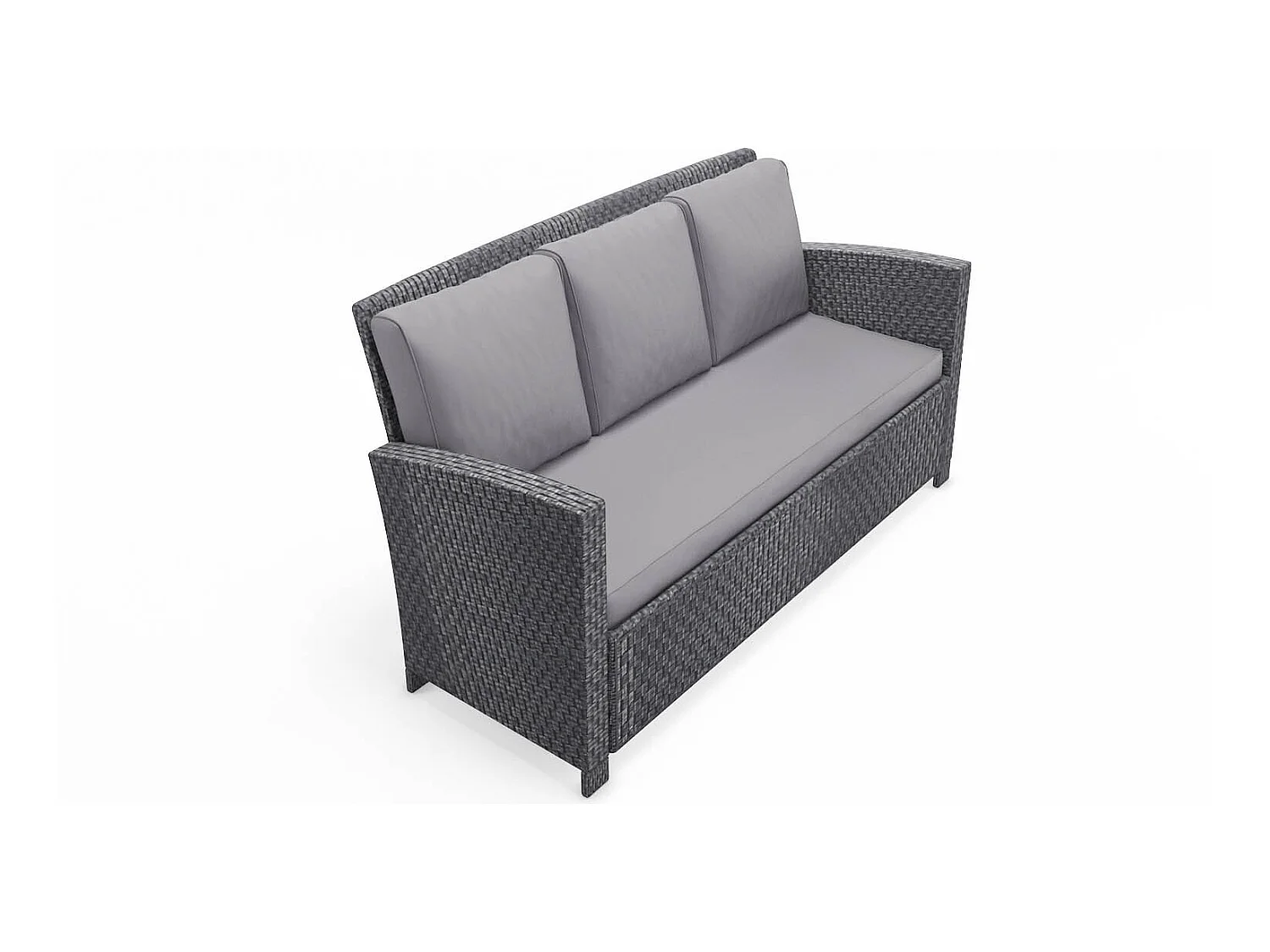 Salon de jardin 7 places en résine tressée gris MODENA