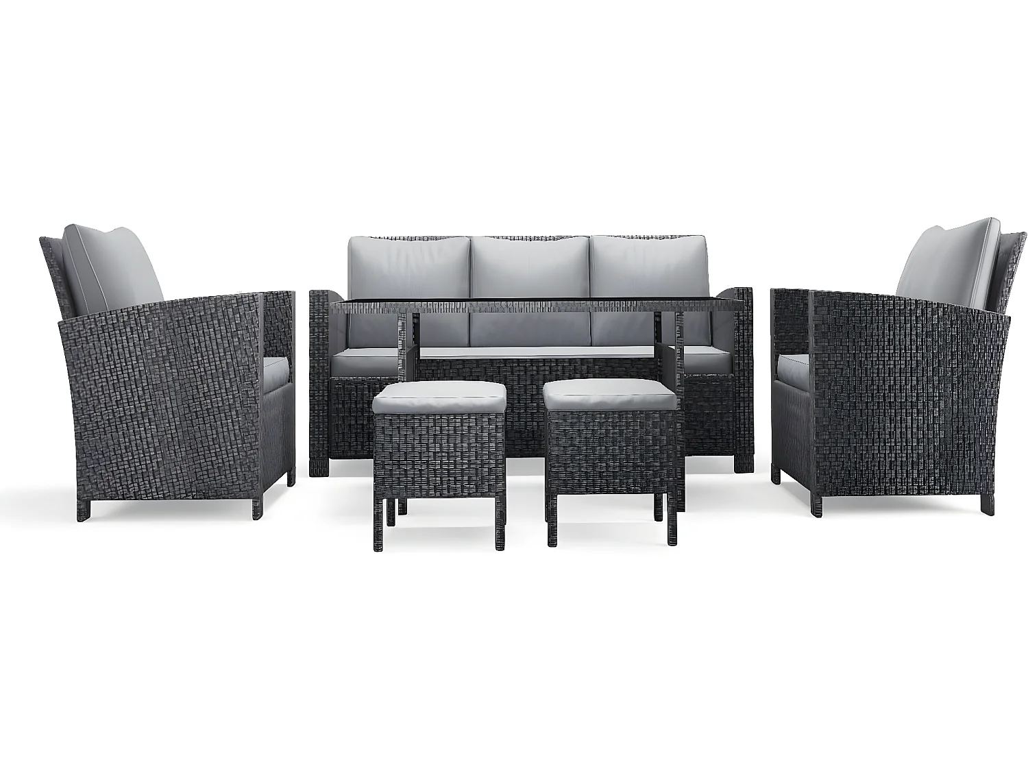 Salon de jardin 7 places en résine tressée gris MODENA