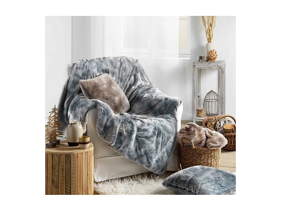 Plaid Imitation Fourrure "Antartic" 180x220cm Chocolat