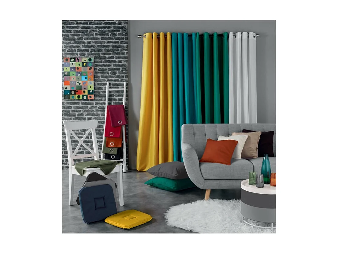 Coussin galette de chaise 4 rabats 36 x 36 cm bleu panama