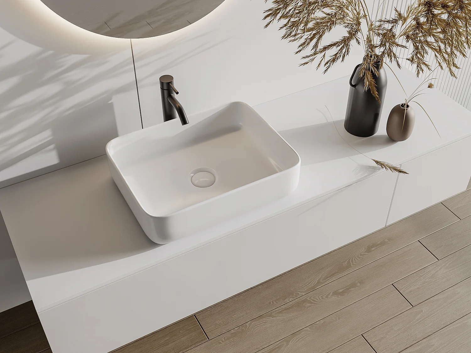 Lavabo rettangolare JUNIKO - bianco