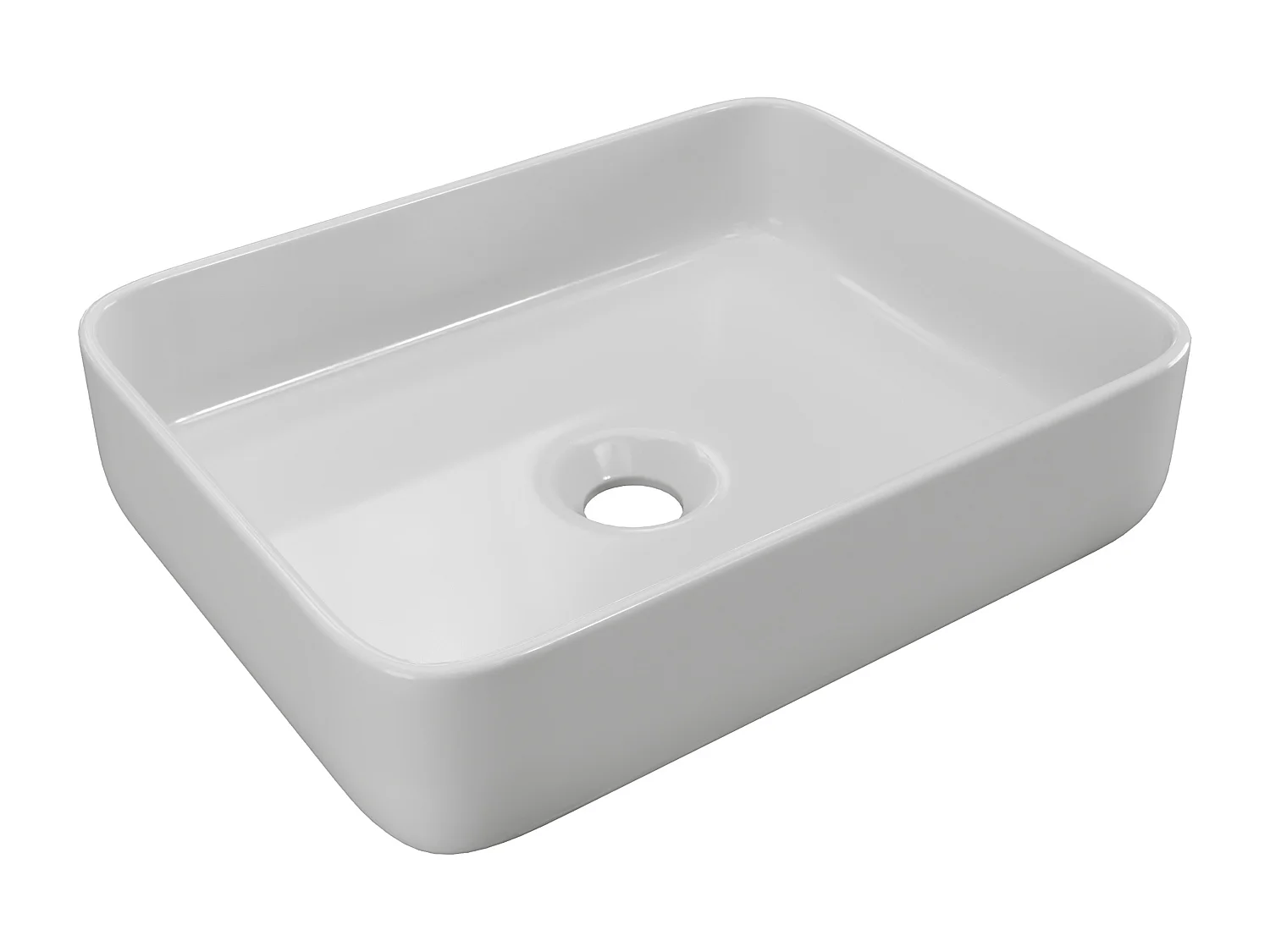 Aufsatzwaschbecken rechteckig aus Keramik – Weiß – 50 x 39 cm – JUNIKO II