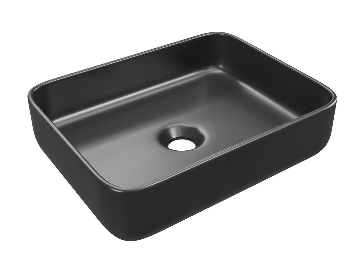 Aufsatzwaschbecken rechteckig - Keramik - Schwarz matt - 50 x 39 cm - JUNIK günstig online kaufen