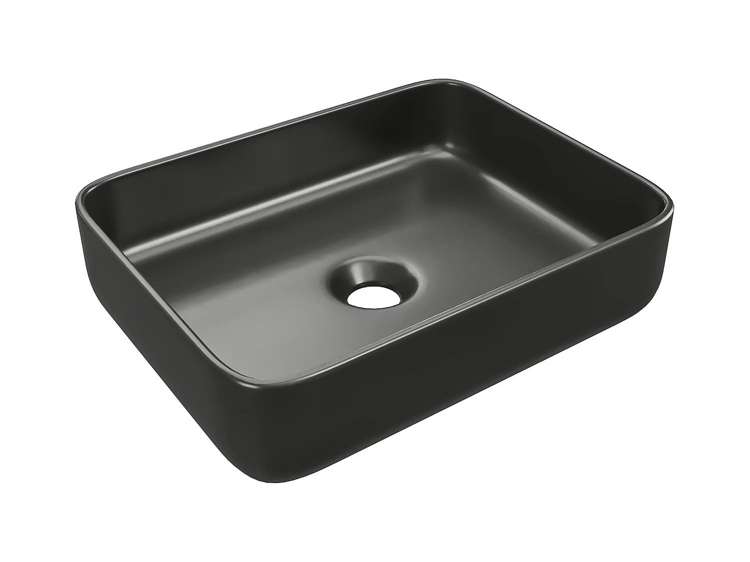 Fritstående rektangulær keramikhåndvask i keramik - Mat sort - 50 x 39 cm - JUNIKO II