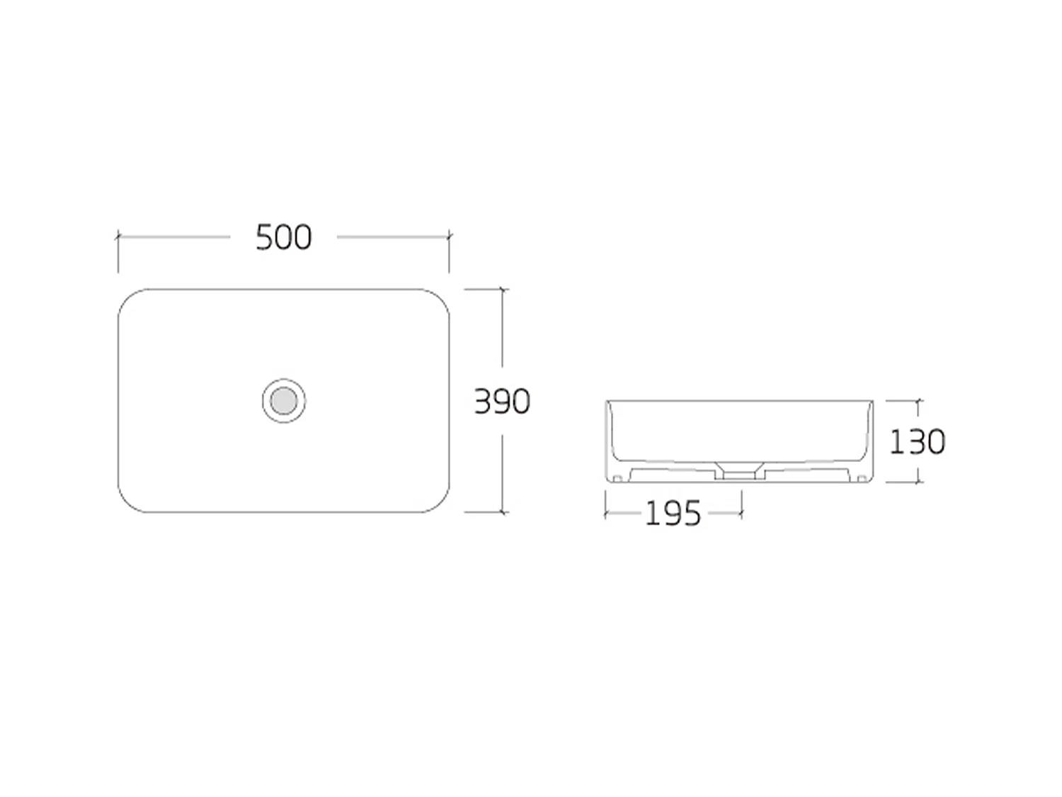 Fritstående rektangulær keramikhåndvask i keramik - Mat sort - 50 x 39 cm - JUNIKO II