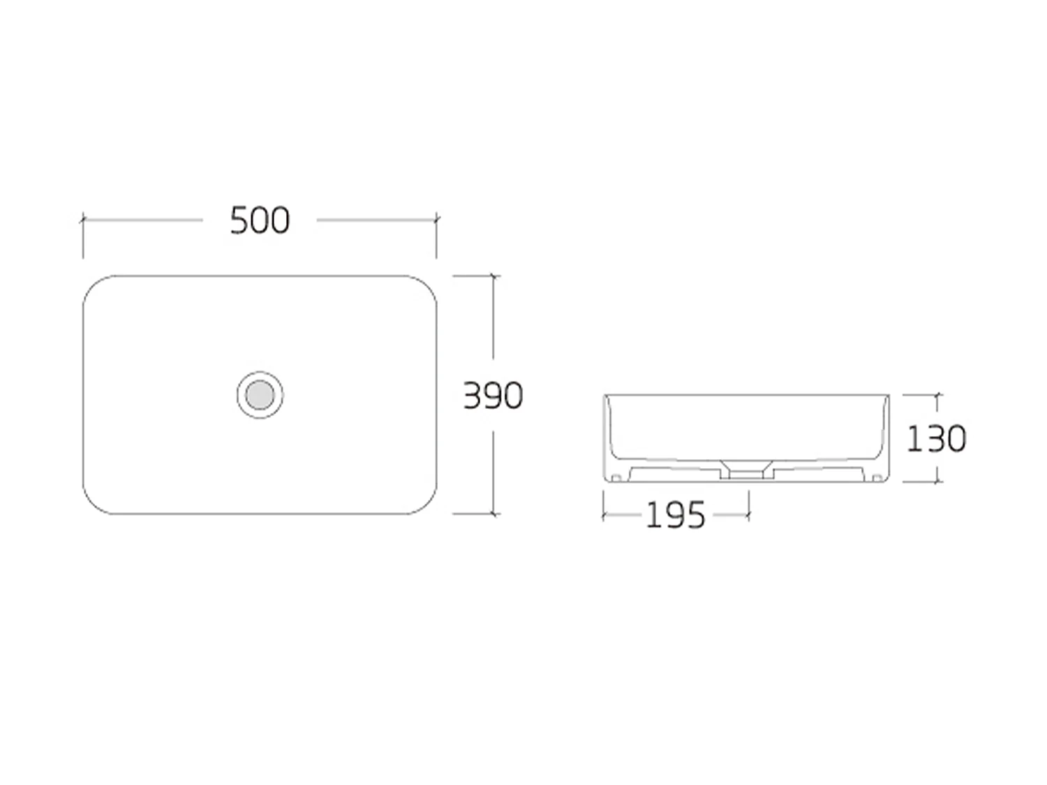 Rektangulärt keramiskt tvättställ för bänkskivan - Matt svart - 50 x 39 cm - JUNIKO II