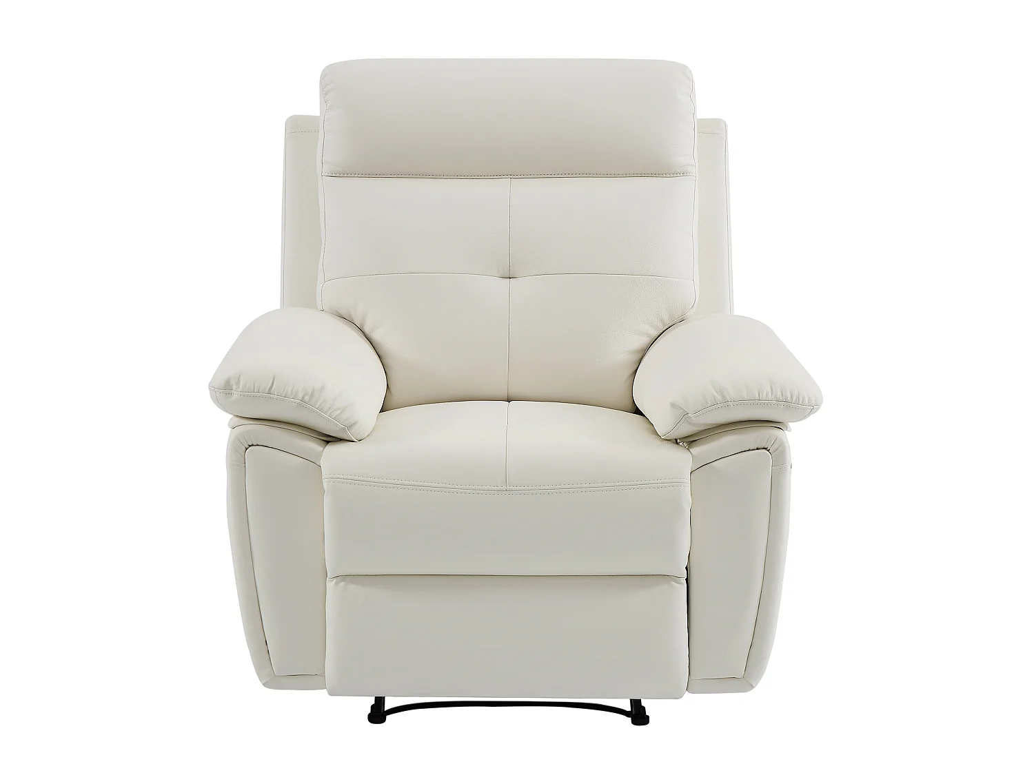 Sofá de 3 plazas y sillón relax de piel blanco VINETA