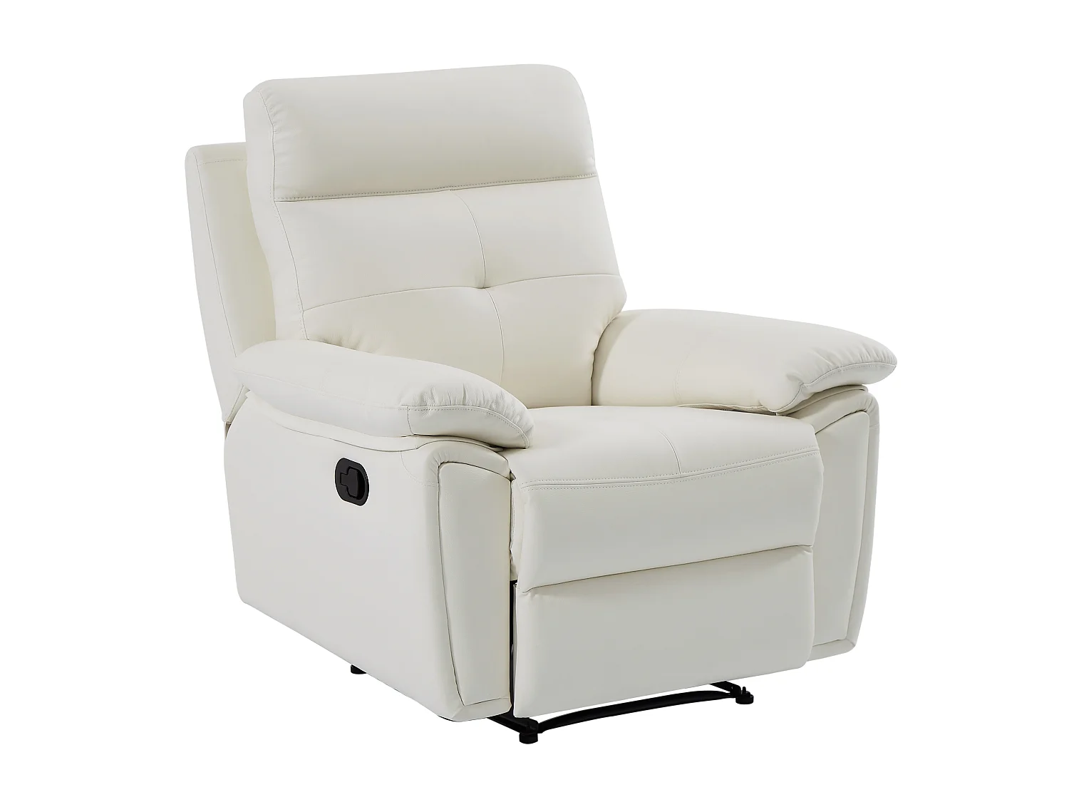 Sofá de 3 plazas y sillón relax de piel blanco VINETA