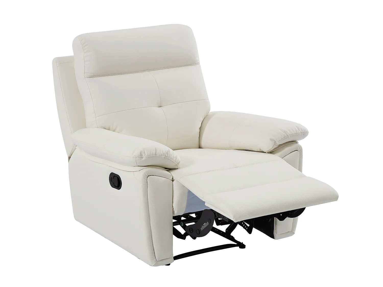 Sofá de 3 plazas y sillón relax de piel blanco VINETA