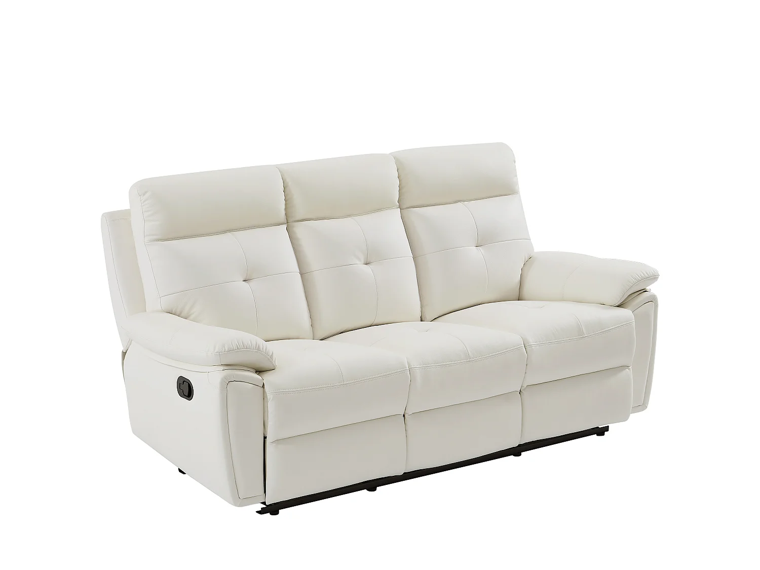 Sofá de 3 plazas y sillón relax de piel blanco VINETA