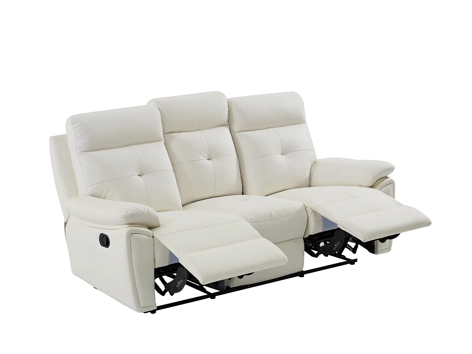 Sofá de 3 plazas y sillón relax de piel blanco VINETA