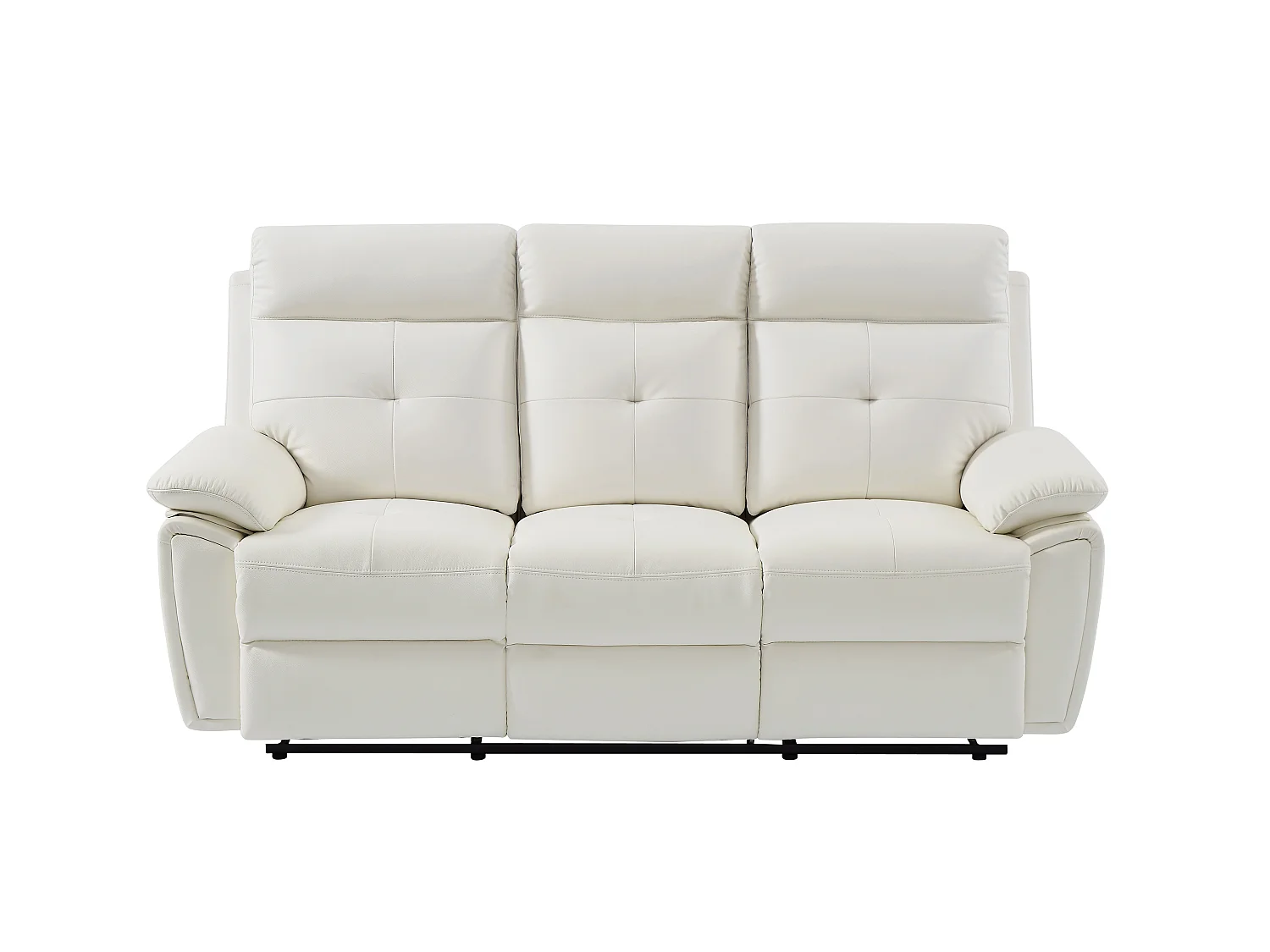 Sofá de 3 plazas y sillón relax de piel blanco VINETA