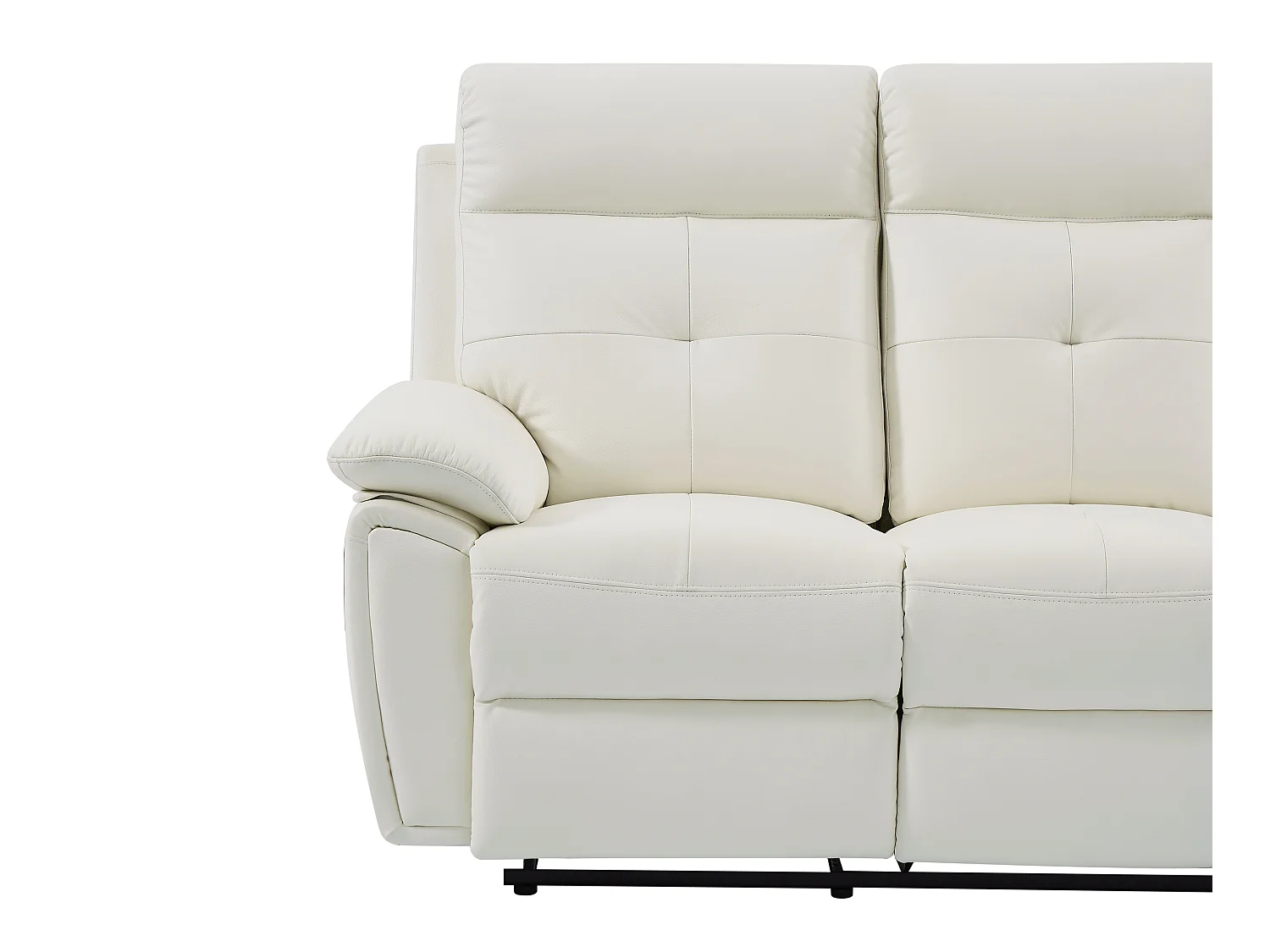 Sofá de 3 plazas y sillón relax de piel blanco VINETA