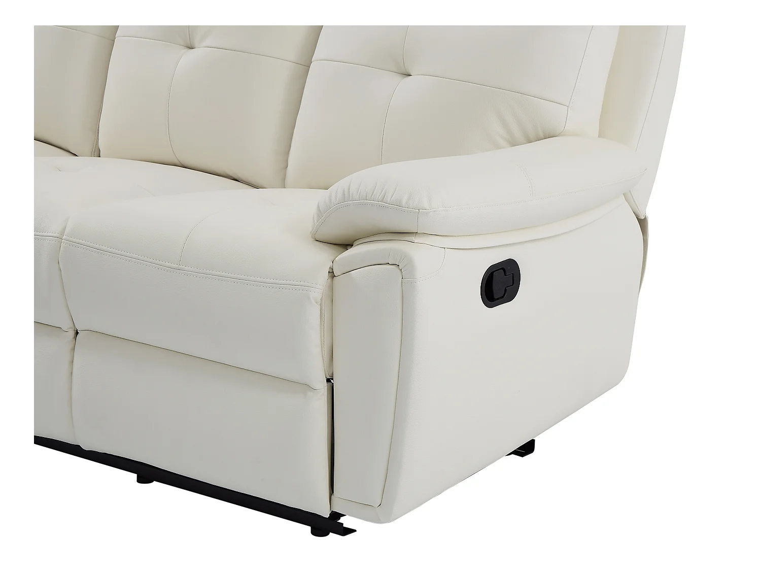 Sofá de 3 plazas y sillón relax de piel blanco VINETA