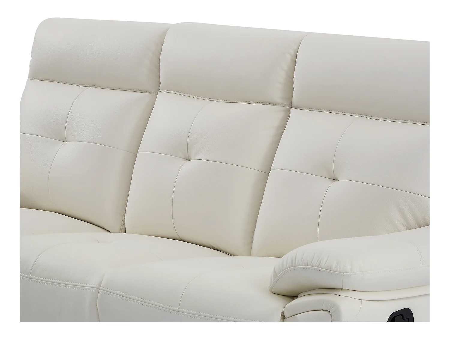 Sofá de 3 plazas y sillón relax de piel blanco VINETA