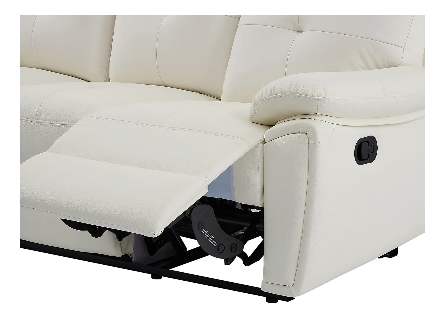 Sofá de 3 plazas y sillón relax de piel blanco VINETA