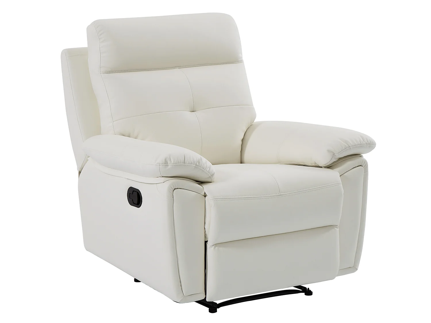 Canapé 3 places et fauteuil relax en cuir blanc VINETA