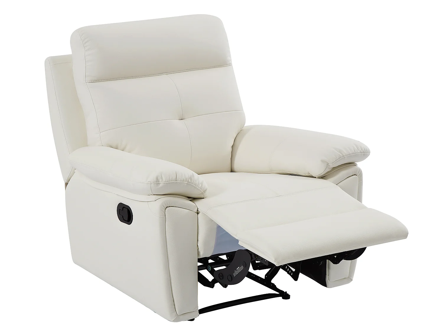 Canapé 3 places et fauteuil relax en cuir blanc VINETA