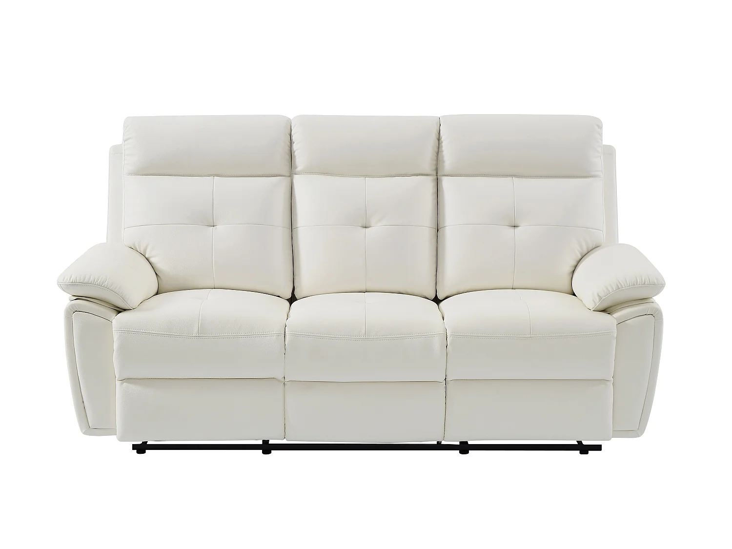 Canapé 3 places et fauteuil relax en cuir blanc VINETA