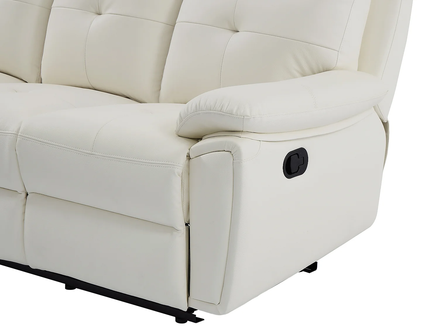 Canapé 3 places et fauteuil relax en cuir blanc VINETA