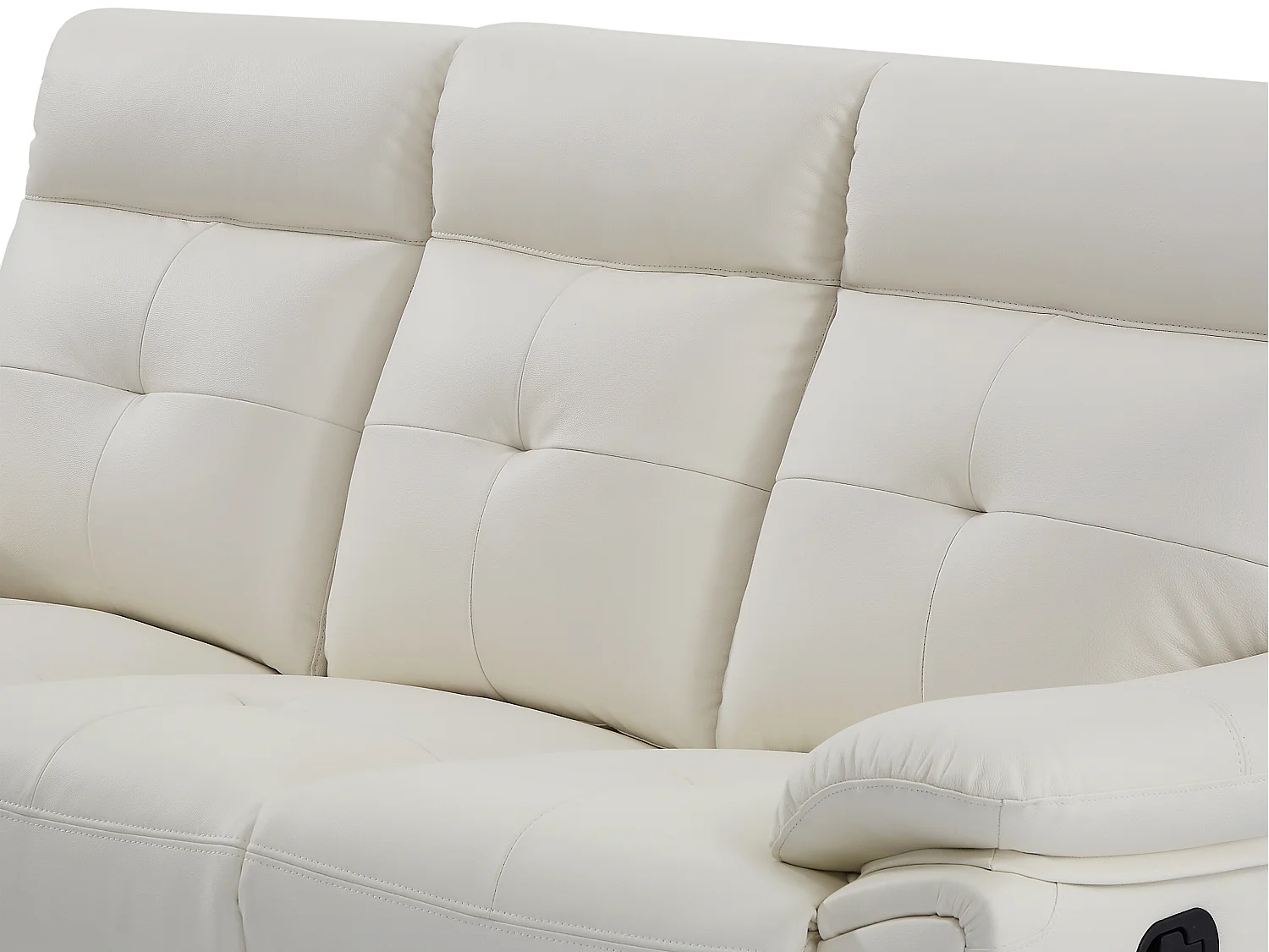 Canapé 3 places et fauteuil relax en cuir blanc VINETA