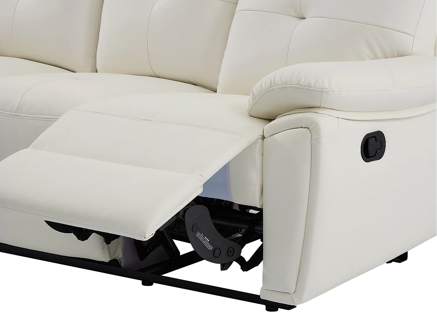 Canapé 3 places et fauteuil relax en cuir blanc VINETA