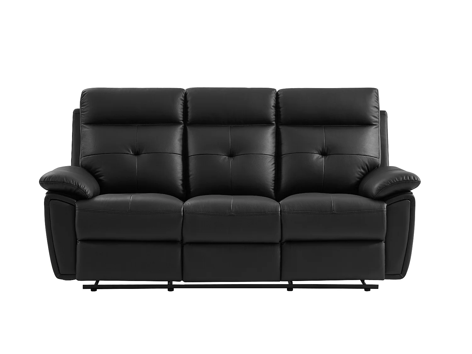 3-zits-relaxbank en relaxfauteuil van zwart leer VINETA