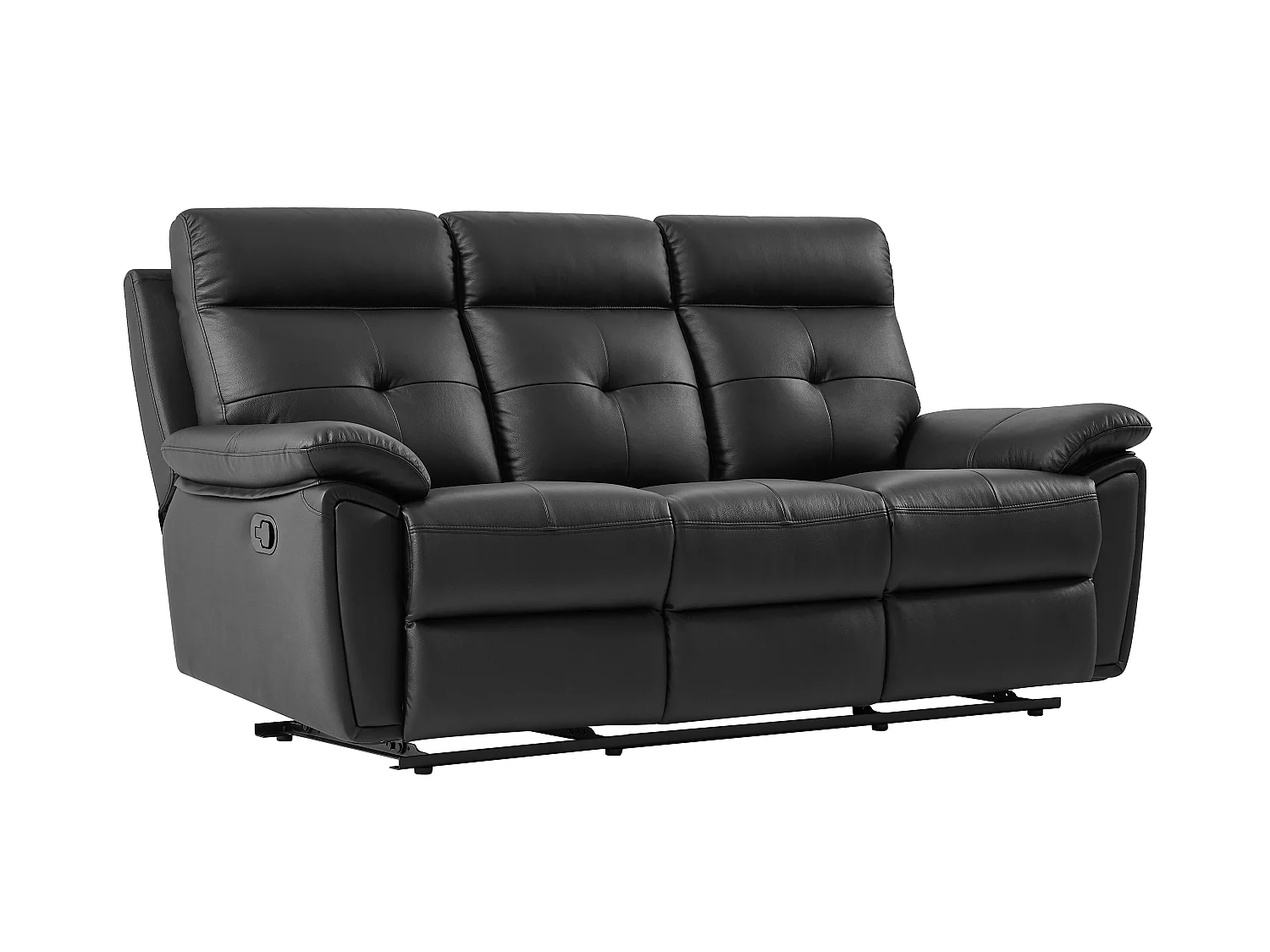 3-zits-relaxbank en relaxfauteuil van zwart leer VINETA