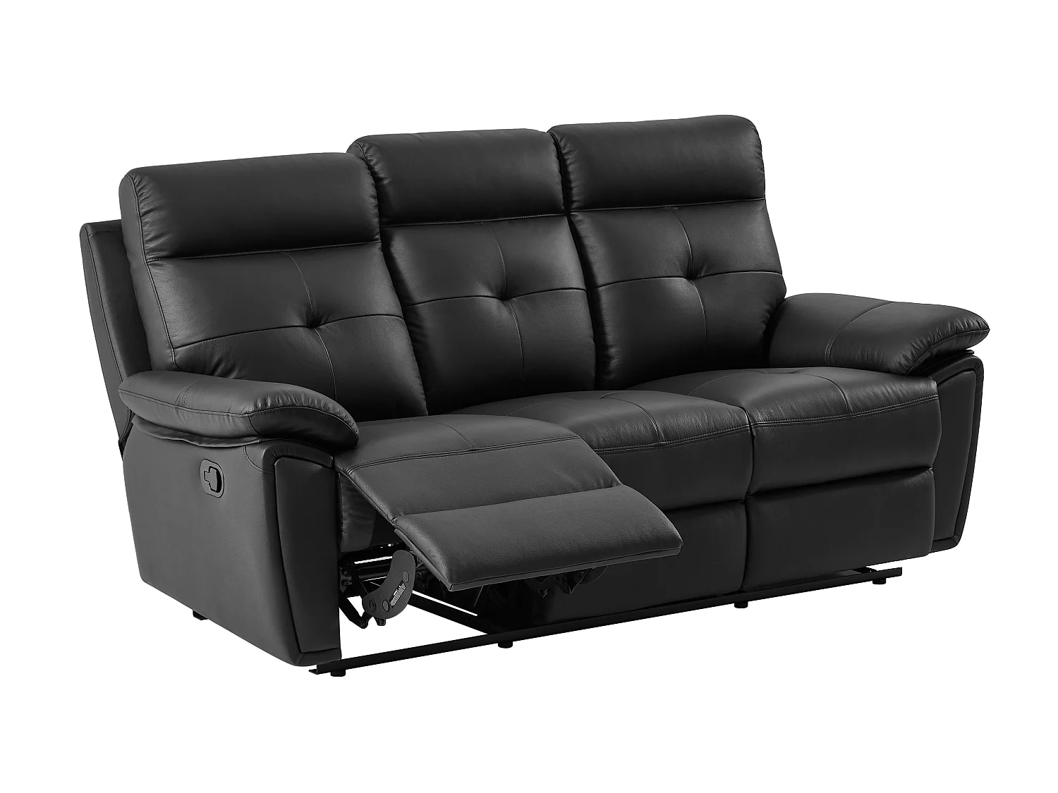 3-zits-relaxbank en relaxfauteuil van zwart leer VINETA