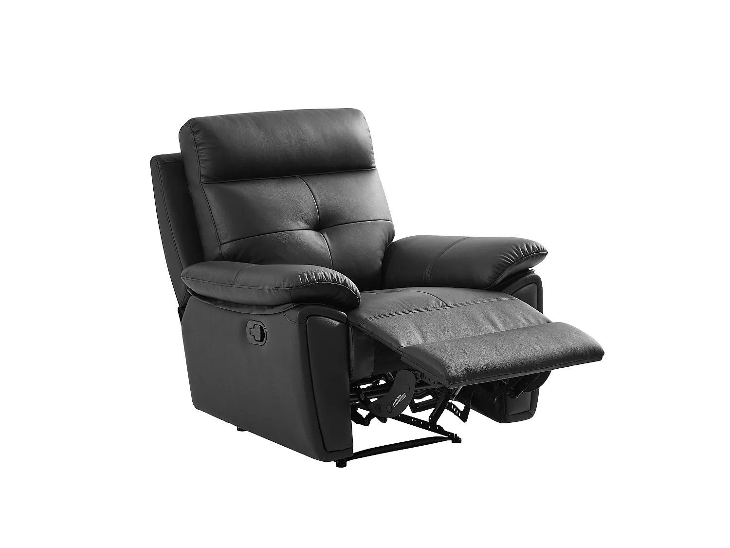 3-zits-relaxbank en relaxfauteuil van zwart leer VINETA