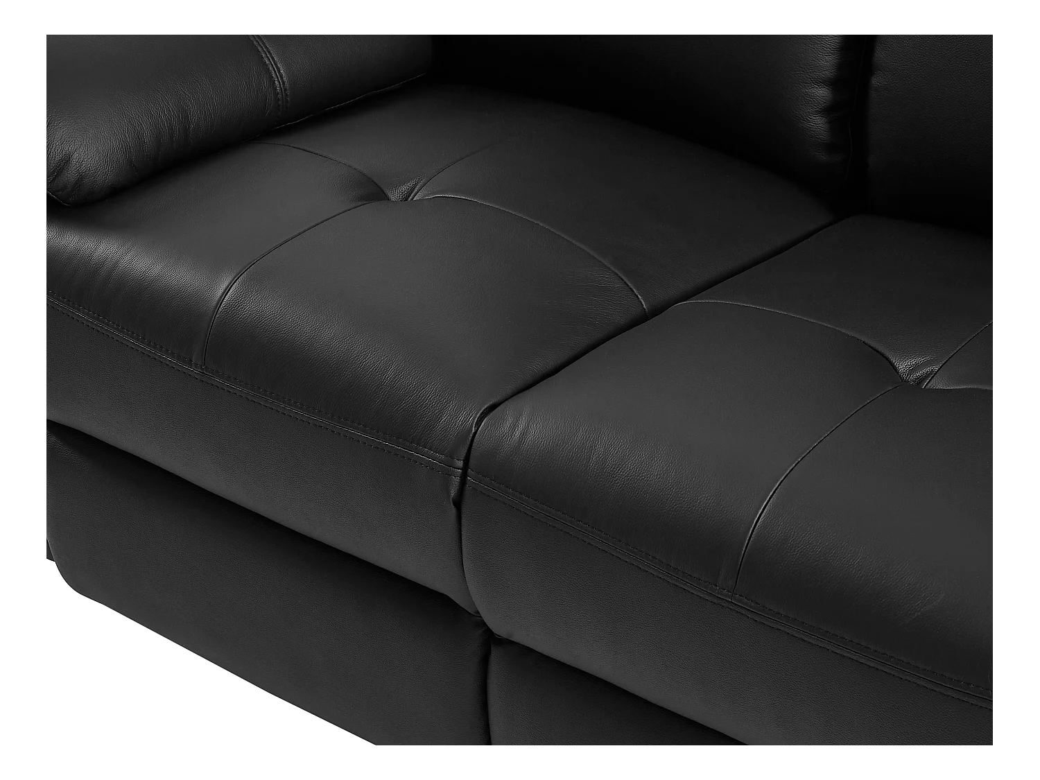 Relaxsofa 3-Sitzer und Relaxsessel - Leder - Schwarz - VINETA