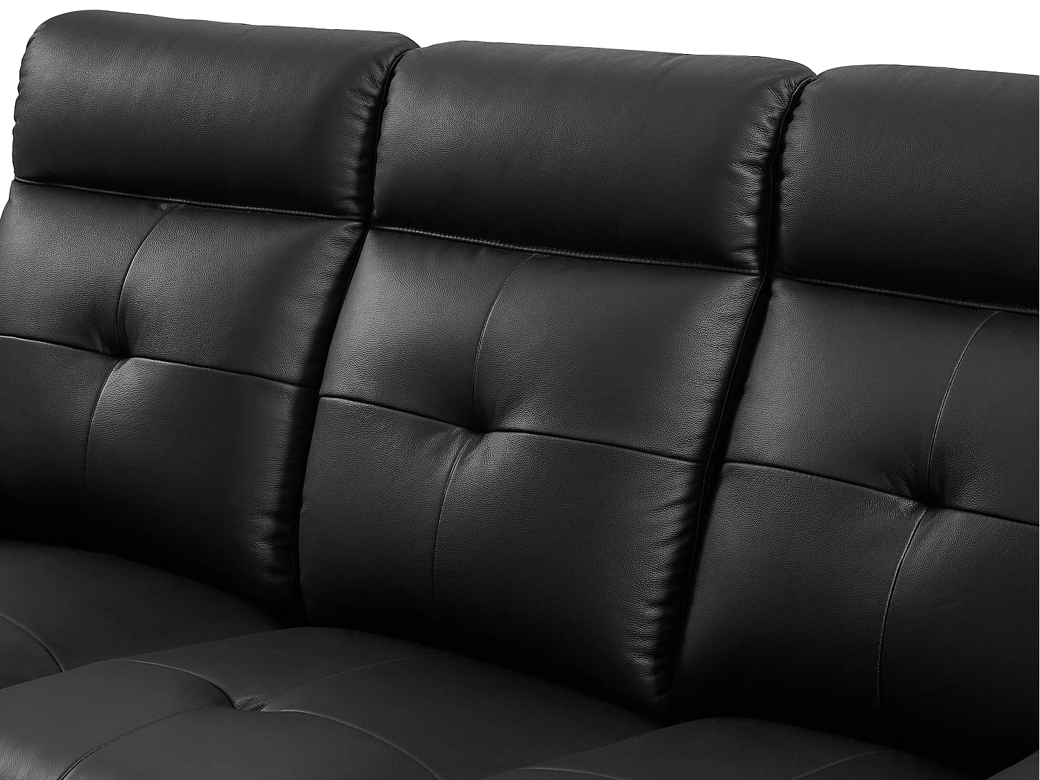 Relaxsofa 3-Sitzer und Relaxsessel - Leder - Schwarz - VINETA