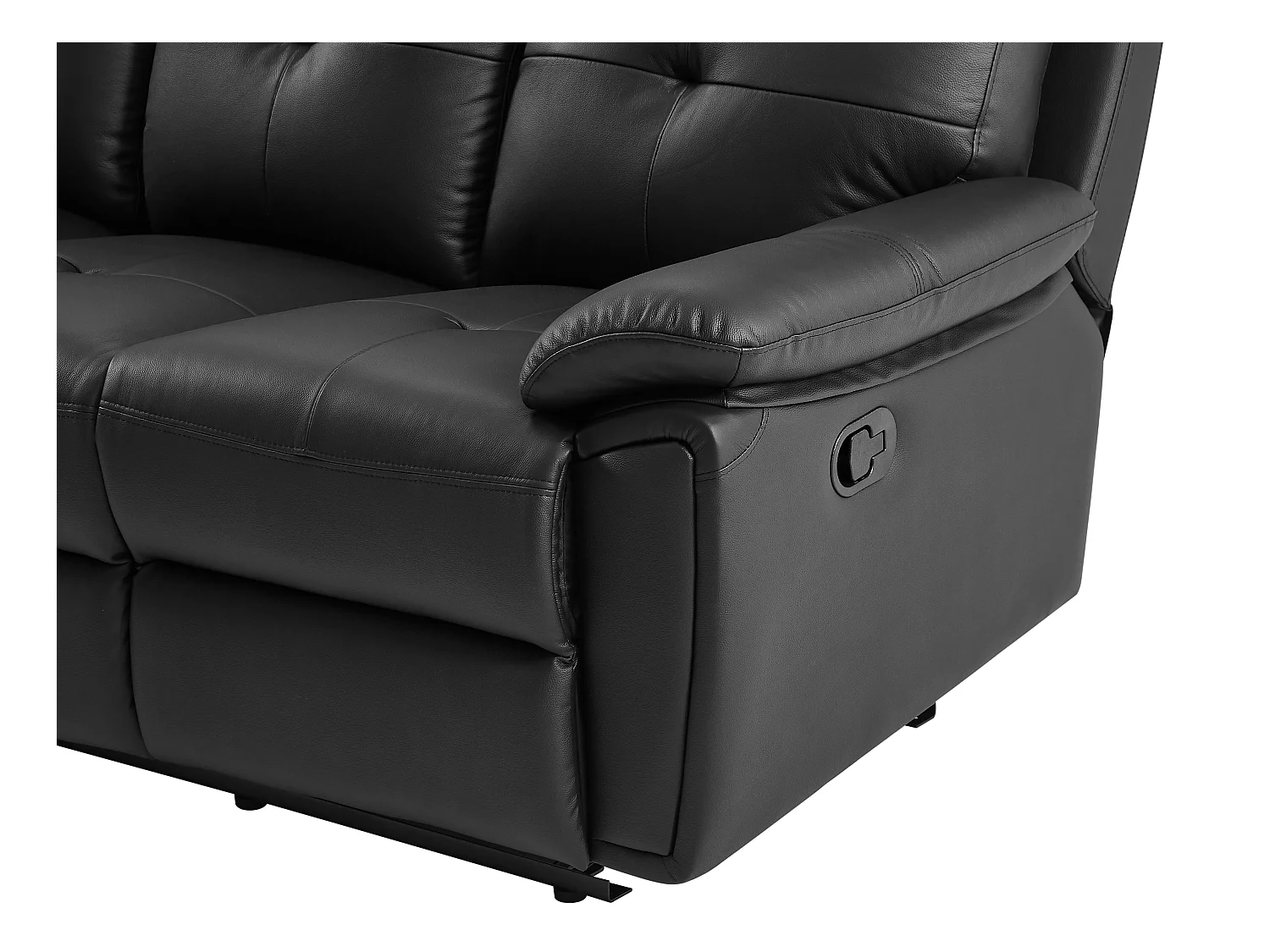 Relaxsofa 3-Sitzer und Relaxsessel - Leder - Schwarz - VINETA