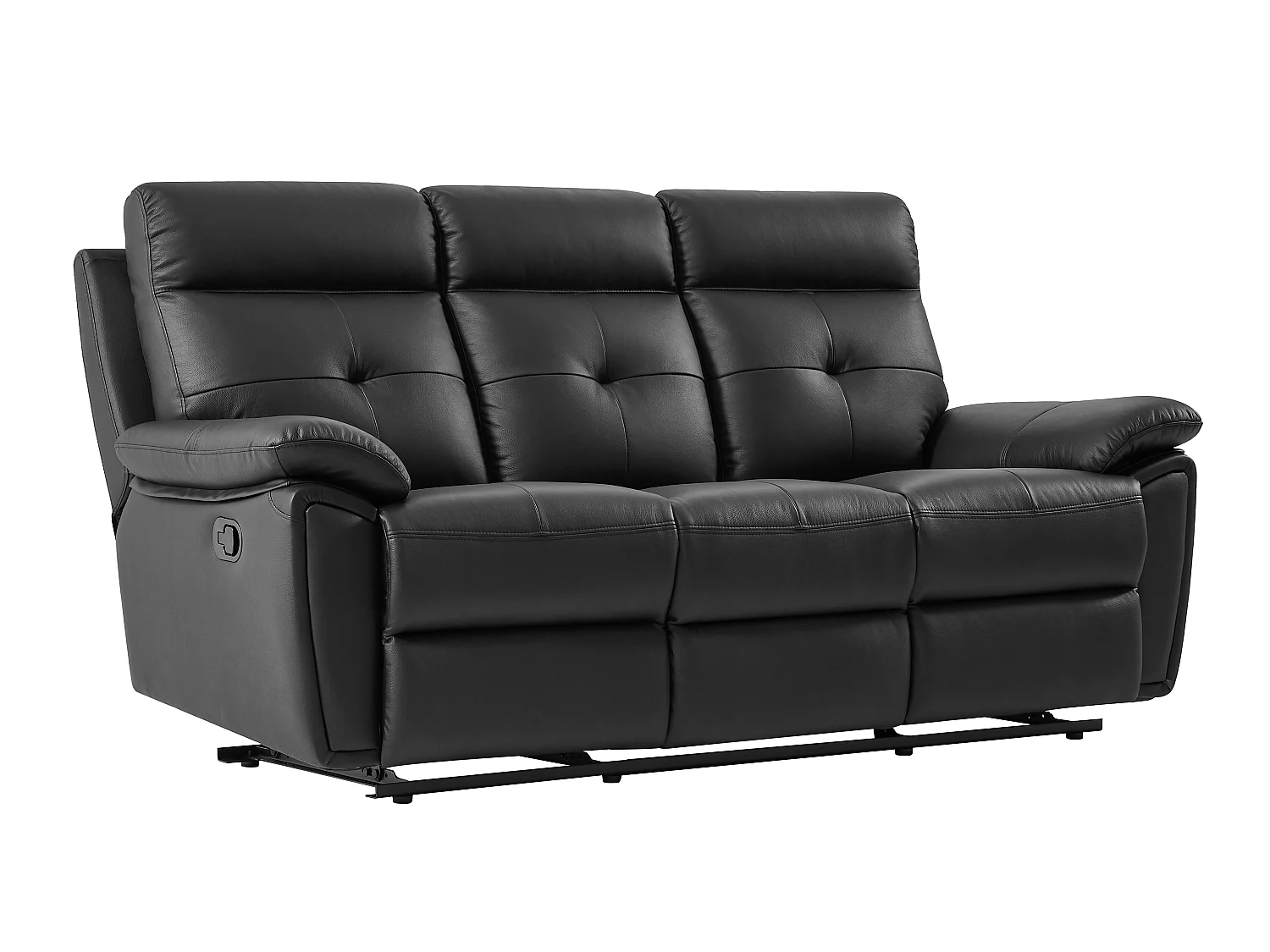 Relaxsofa 3-Sitzer und Relaxsessel - Leder - Schwarz - VINETA
