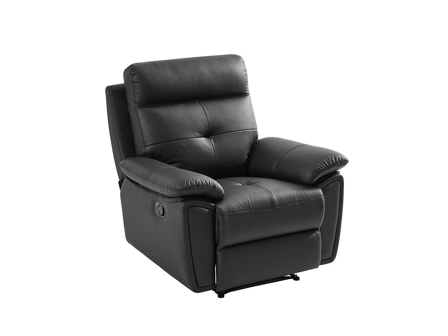Relaxsofa 3-Sitzer und Relaxsessel - Leder - Schwarz - VINETA