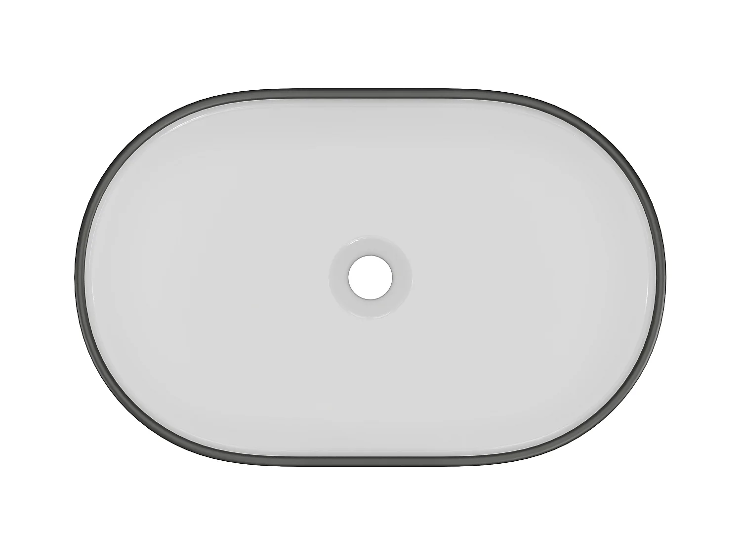 Vasque à poser bicolore en céramique ovale - Blanc et noir  - 56 x 35,5 cm - IWA II