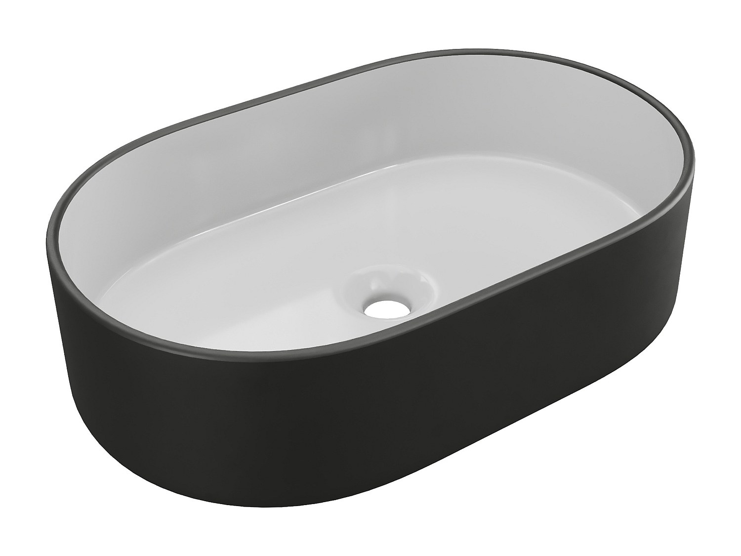 Aufsatzwaschbecken oval - Keramik - Schwarz und Weiß - 56 x 35,5 cm - IWA I günstig online kaufen