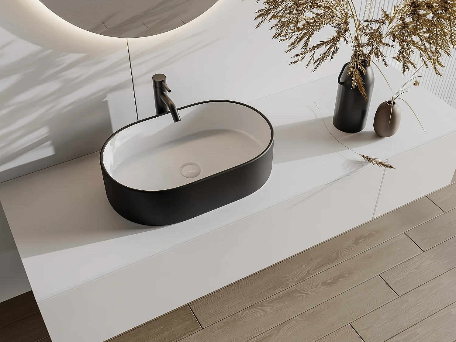 Lavatório de casa de banho IWA - bicolor preto e interior branco