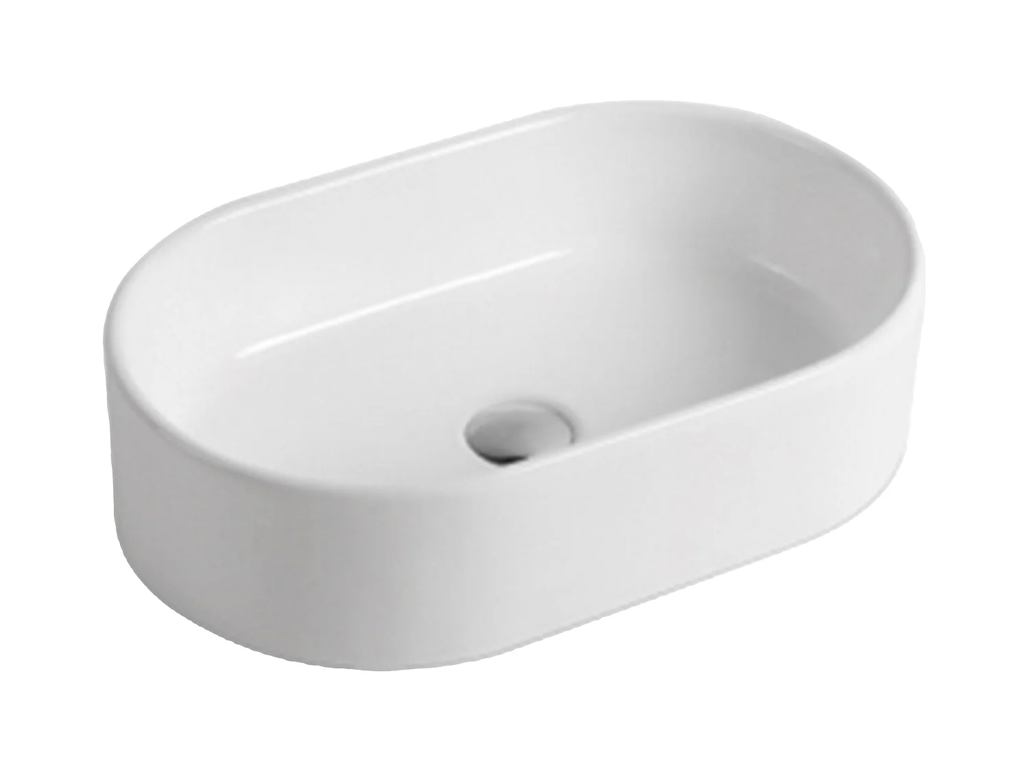 Vasque à poser en céramique ovale  - Blanc - 56 x 35,5 cm - IWA II