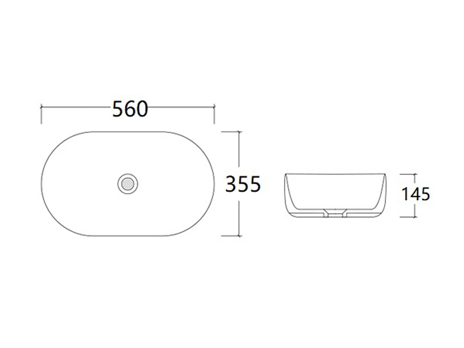 Lavabo da appoggio ovale in ceramica – Bianco – 56 × 35,5 cm – IWA II
