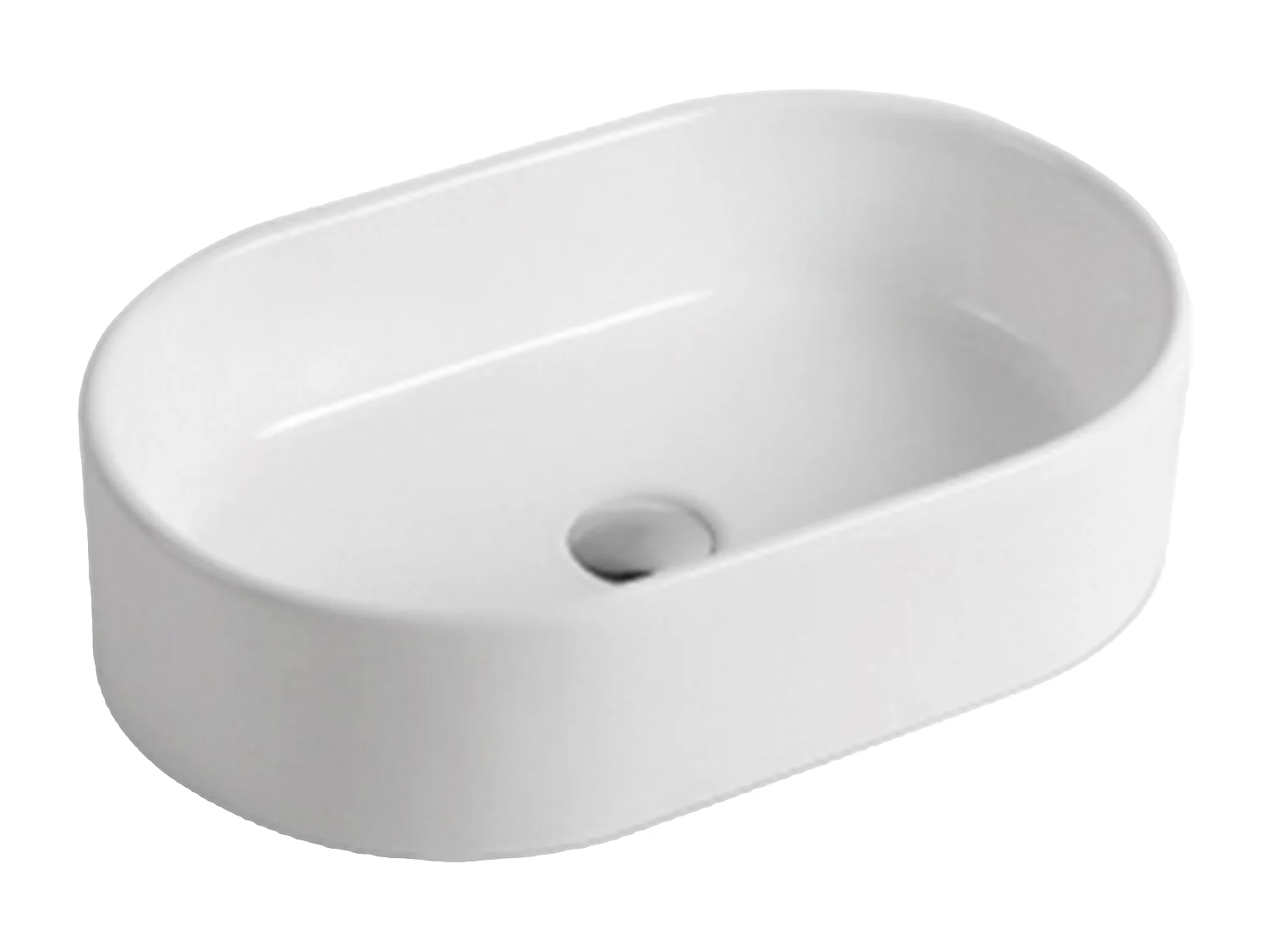 Lavabo da appoggio ovale in ceramica – Bianco – 56 × 35,5 cm – IWA II