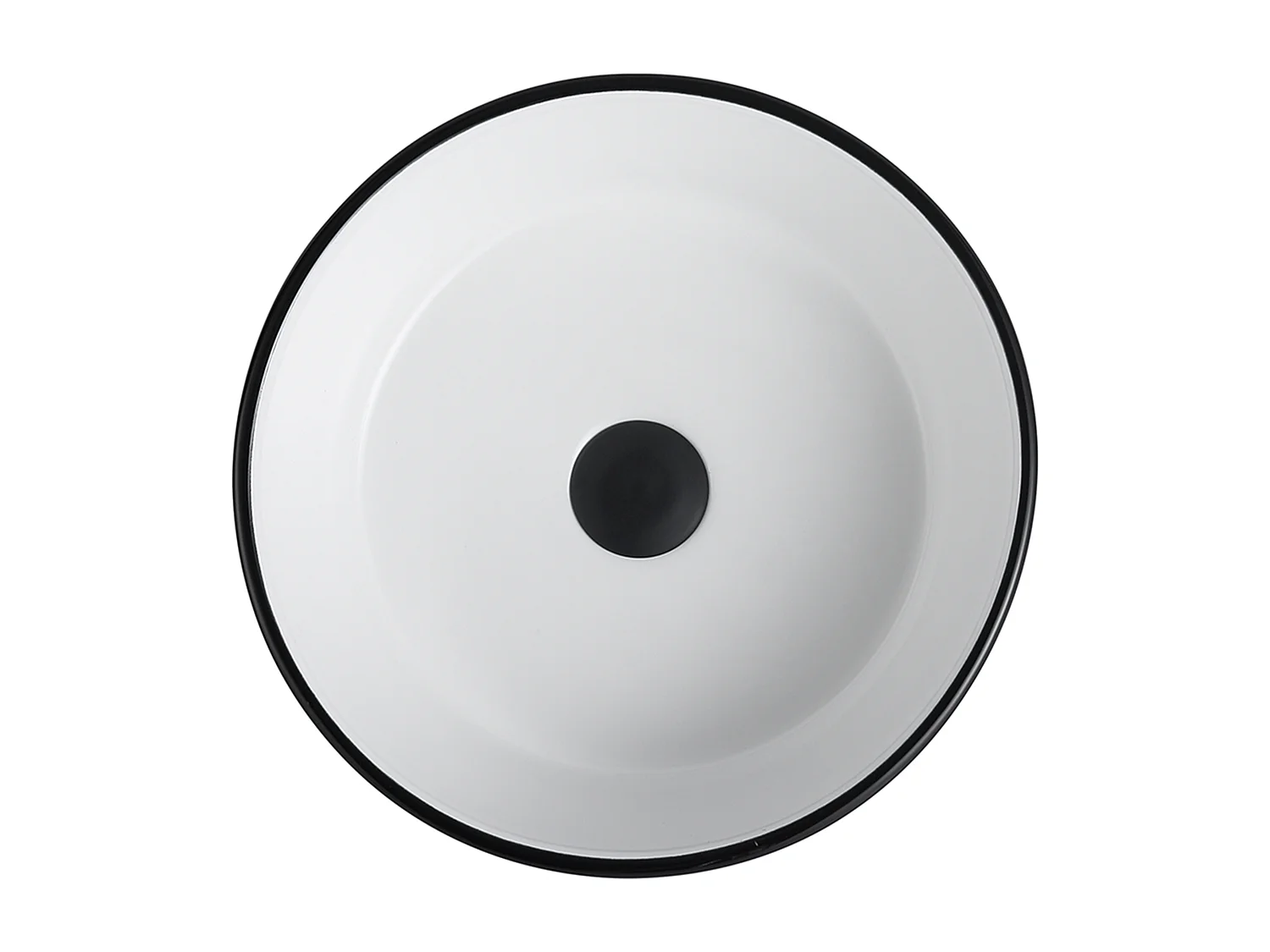 Vasque à poser ronde en céramique - Bicolore noir et blanc - 36 cm -  KANELLE II