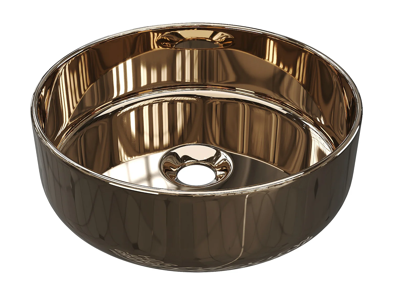 Rund keramisk ovanpåliggande handfat - Koppareffekt - 36 cm - KANELLE II