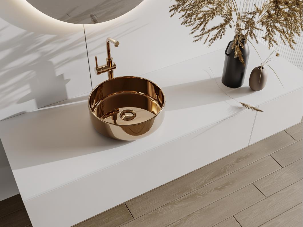 Vasque à poser ronde en céramique - Effet cuivre - 36 cm -  KANELLE II
