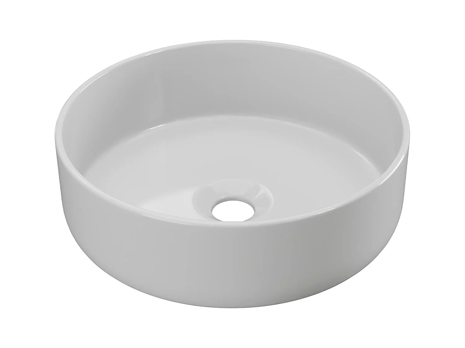 Lavatório de pousar redondo em cerâmica - Branco brilhante - 36 cm - LENISO II