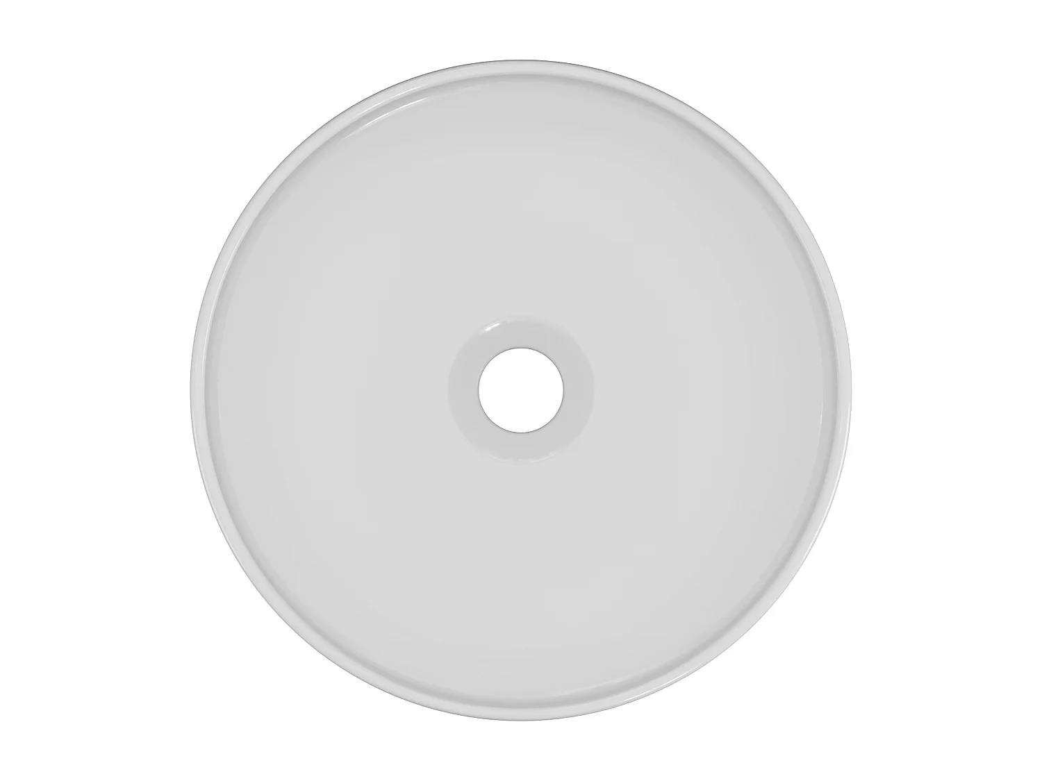 Rund keramisk tvättställ för bänkmontering - Högblank vit - 36 cm - LENISO II