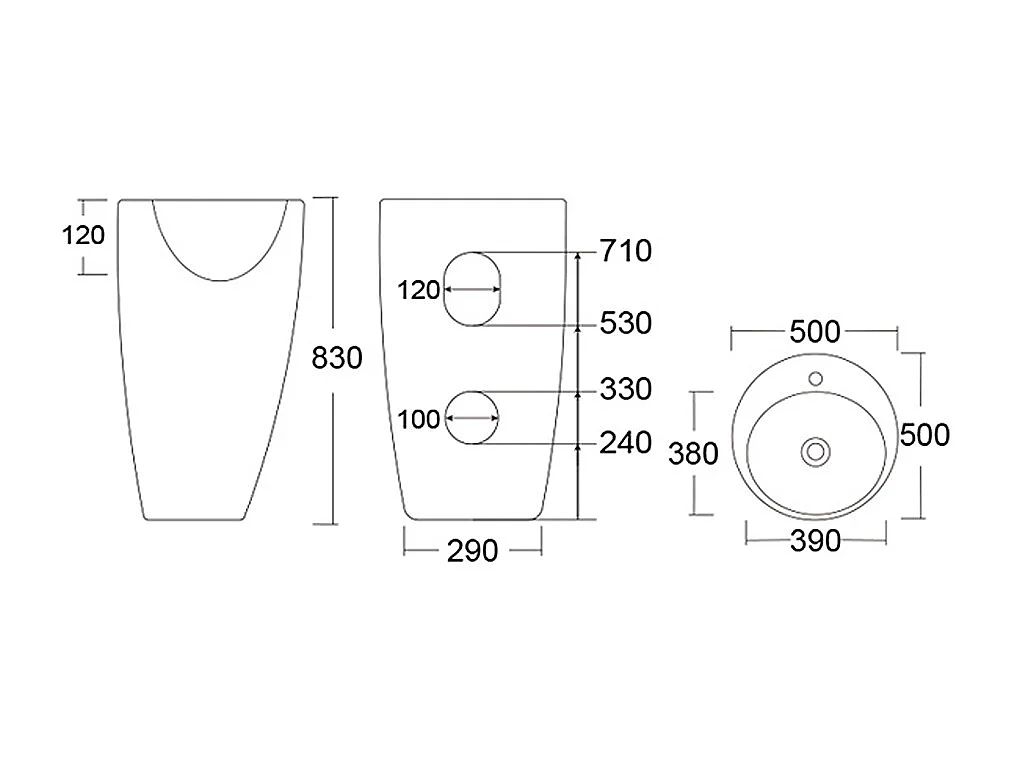 Umywalka stojąca cylindryczna - szer. 50 × gł. 50 × wys. 83 cm - MILOS