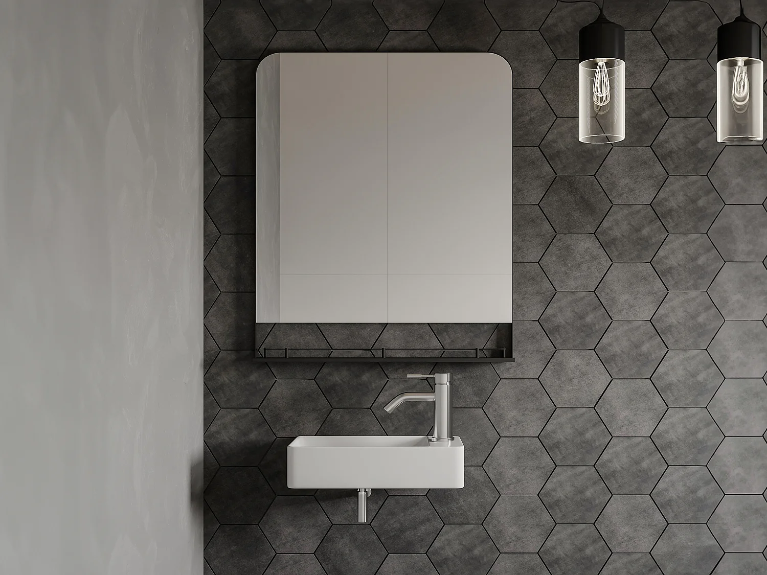 Lave-main suspendu en céramique blanche - L38 x H10 x P22 cm - ERAVAL II