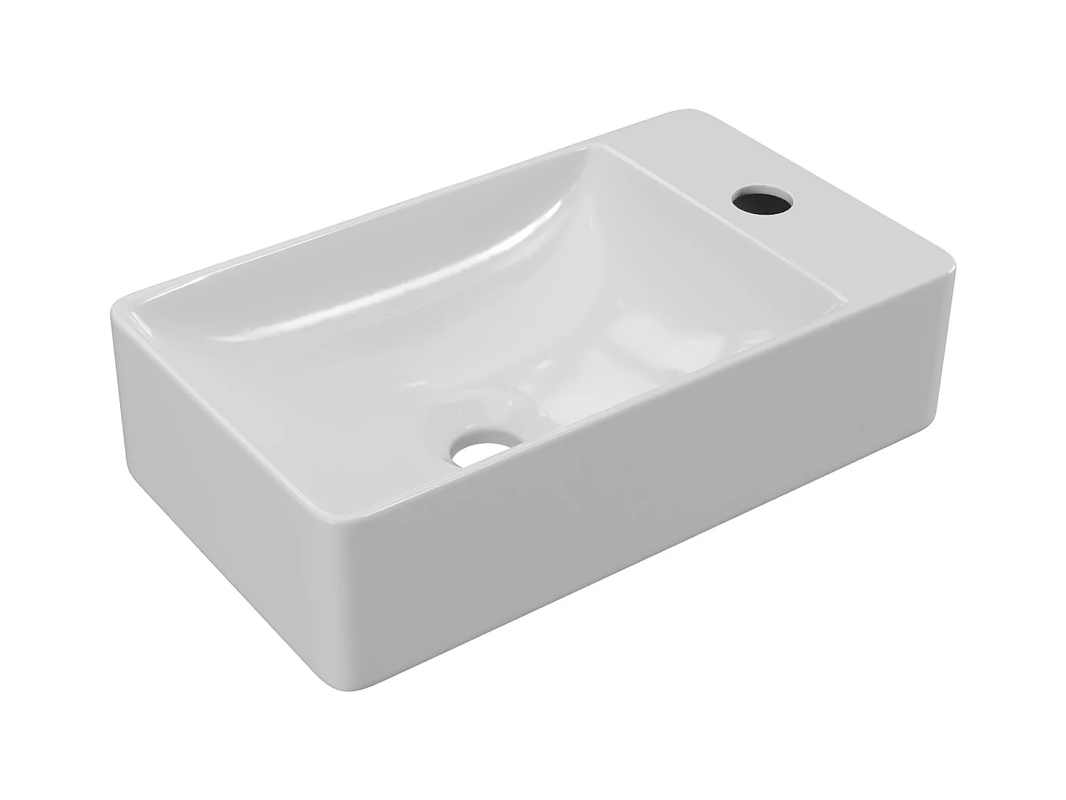 Lavabo flotante de cerámica blanca - Ancho 38 x Alt. 10 x Prof. 22 cm - ERAVAL II